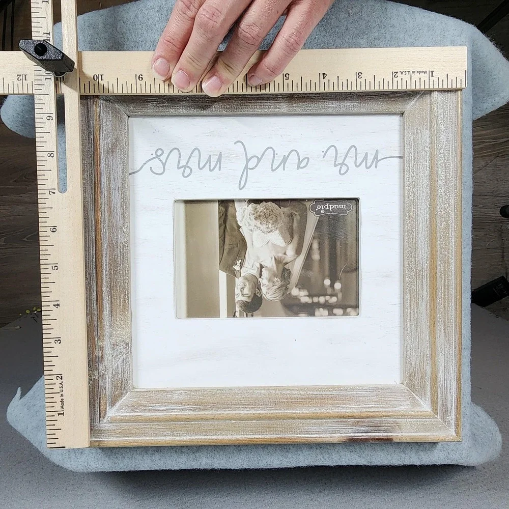 Mud Pie‎ Wood Picture Frame Mr & Mrs Wedding Rustic Distressed Farmhouse Decor